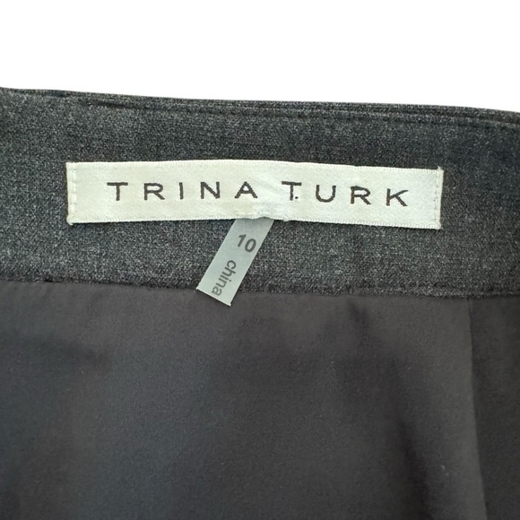 Trina Turk Charcoal Gray Pencil Skirt Straight Rhinestones Embellished Size 10 - Picture 6 of 7